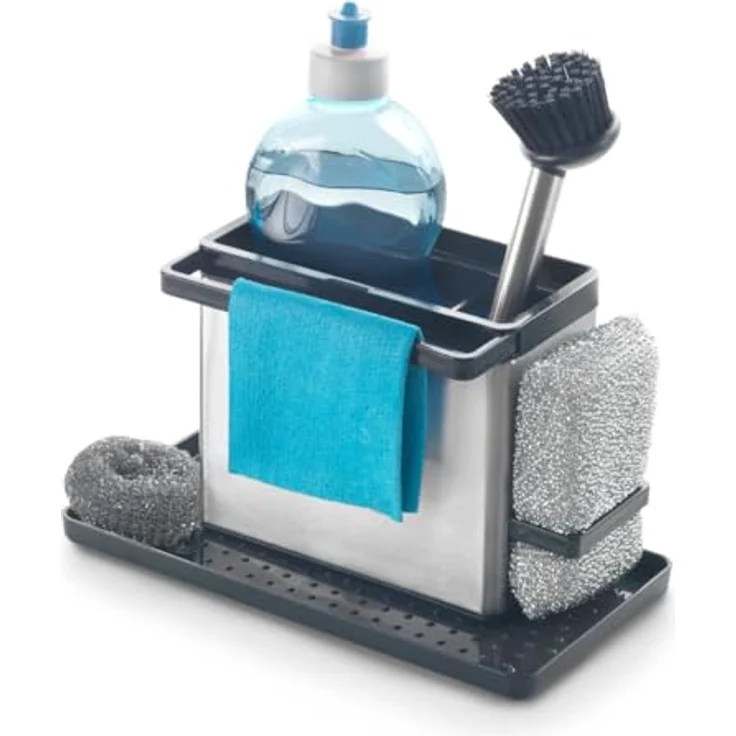 Metaltex 297430000 Abtropfhalter, Edelstahl - Spülbecken Organizer mit ausziehbaren Bügeln und Abtropfschale, 24 x 13 x 14 cm - Preisvergleich – Bild 3