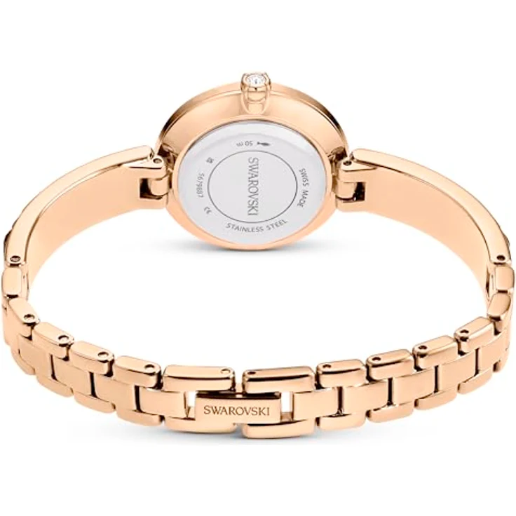 Swarovski Matrix Bangle Uhr, Schweizer Produktion, Kristallarmband, Grau, Roségoldfarbenes Finish – Bild 3