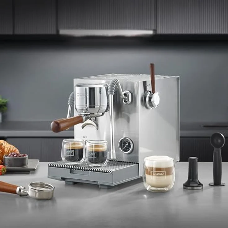 CASO EspressoGourmet Advanced Espresso Siebträgermaschine, 19 bar Ulka-Pumpe, PID-Temperatursteuerung, Edelstahlgehäuse, 2 l Wassertank, mit 2 Siebträgermodellen – Bild 13