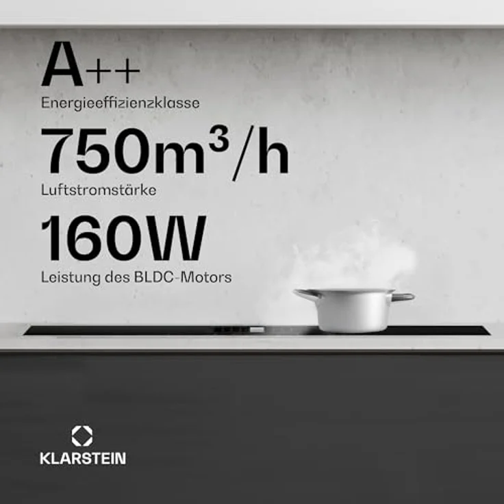 Klarstein AirJet Hybrid DSM_Airjt.Hybri_83BK, Induktionskochfeld mit integriertem Dunstabzug, 4 Zonen, 12 kW, Touch-Bedienung, schwarz – Bild 3