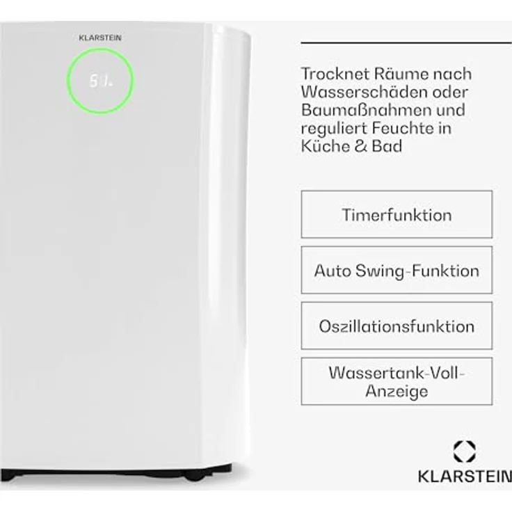 Klarstein DryFy ProConnect 16L Luftentfeuchter - 285W, WiFi, Aktivkohlefilter, 24h Timer, leise, weiß – Bild 4
