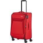 travelite 4-Rad Koffer Größe M Weichschale, Gepäck Serie CHIOS mit Dehnfalte + Kantenschutz, Trolley in zeitloser Optik, 67 cm, 60 - 66 Liter
