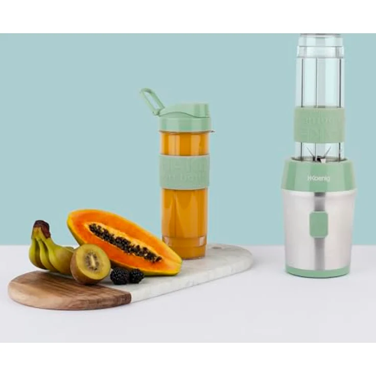 H.Koenig SMOO18 Smoothie-Maker, Edelstahl, 4 Klingen, 0,57L, silber, mint – Bild 3