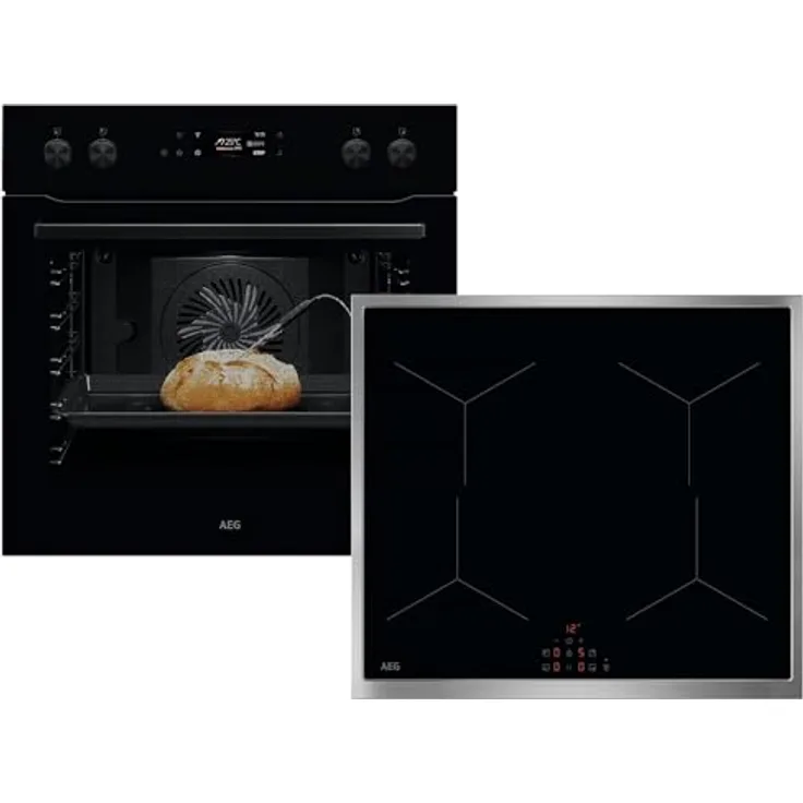 AEG AH63B Set, Pyrolyse Herd OE7P621AK mit 16 Backofenfunktionen und Induktionskochfeld OIX64A00XB, 60 cm, inklusive MealAssist und Kerntemperatursensor