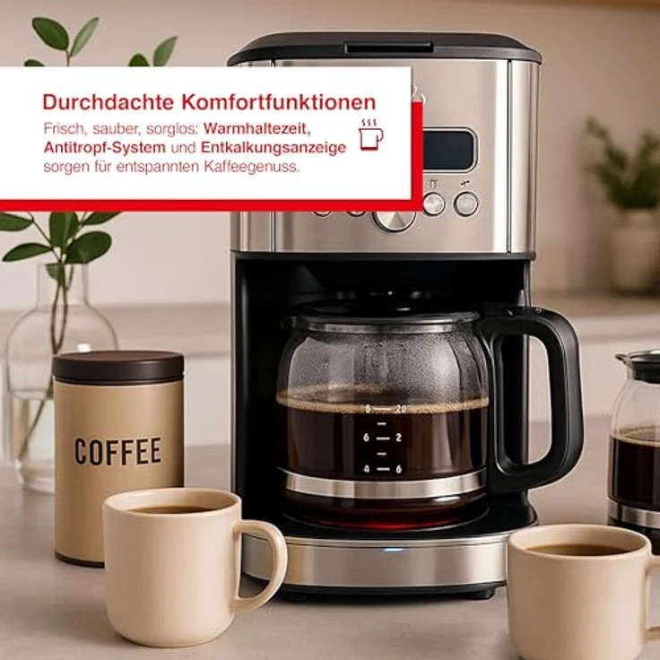 SOLIS OF SWITZERLAND Filterkaffeemaschine Aroma Brew Typ 1021, 1,8l Kaffeekanne, Timer, Warmhaltefunktion, Edelstahl – Bild 6