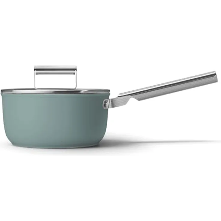 Smeg SPF2012EGM Kochtopf, 20 cm, Keramik mit Edelstahlgriff, ofenfest bis 250 °C, smaragdgrün