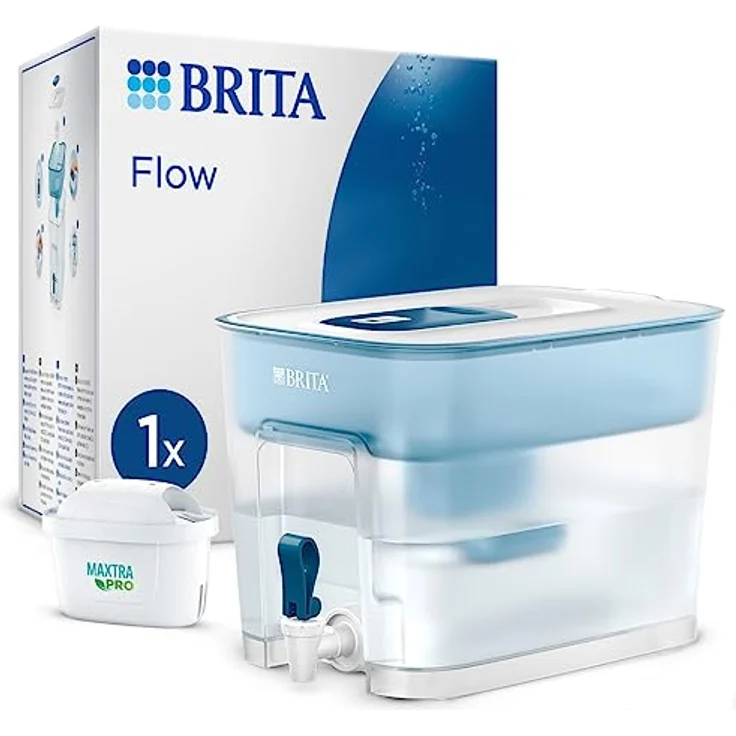 BRITA Flow Wasserfilter XXL mit Zapfhahn (8,2l) inkl. 1x MAXTRA PRO All-in-1 Kartusche – Wasserfilterstation zur Reduktion von Kalk, Chlor, Metalle wie Blei & Kupfer im Leitungswasser – Bild 1