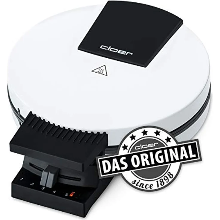 Cloer 120 Waffeleisen für klassische Waffeln im XXL Format, Waffelgröße 19,5 cm, 1200 Watt, Backampel, Stahl, weiß – Bild 2