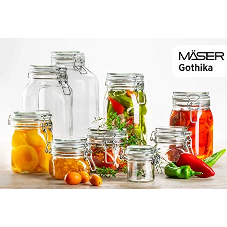 MÄSER 925341 Gothika, Einmachgläser 1,45 l, 6er Set, made in Germany, Vorratsgläser mit Deckel und Drahtbügel zum luftdichten Aufbewahren, Einkochen und Einlegen, Glas, transparent – Bild 5