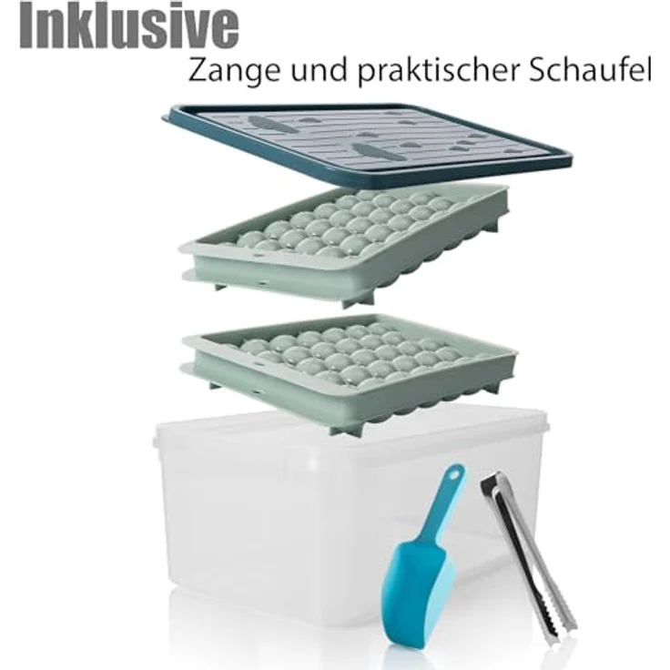 BigDean Eiswürfelform mit Deckel, bis zu 66 runde Eiswürfel, BPA-frei & lebensmittelecht, pastell-Töne – Bild 5