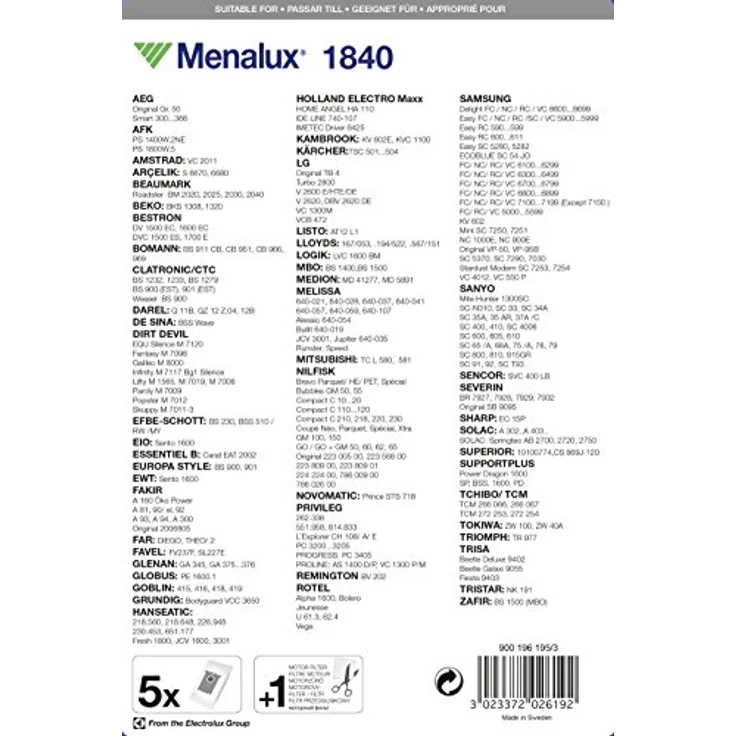 Menalux 1840 Staubsaugerbeutel, TÜV geprüfte Filtration und Saugleistung, 5 Stück für Bomann, Clatronic, Grundig, Progress, kompatibel mit Swirl Y 05 – Bild 2
