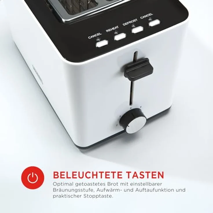 BOURGINI Bourgini Toaster mit extra breiten Schlitzen für Sandwiches - Weiß - Multifunktionaler Sandwichtoaster mit brötchenaufsatz und 2 Scheiben Langschlitz – Bild 2