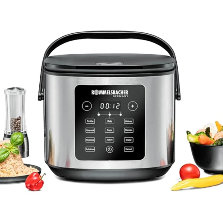 Rommelsbacher Multi-Reiskocher MRK 950, 860 Watt, 5 Liter, Edelstahl-Look, mit 3-D-Heiztechnologie und Warmhaltefunktion – Bild 1