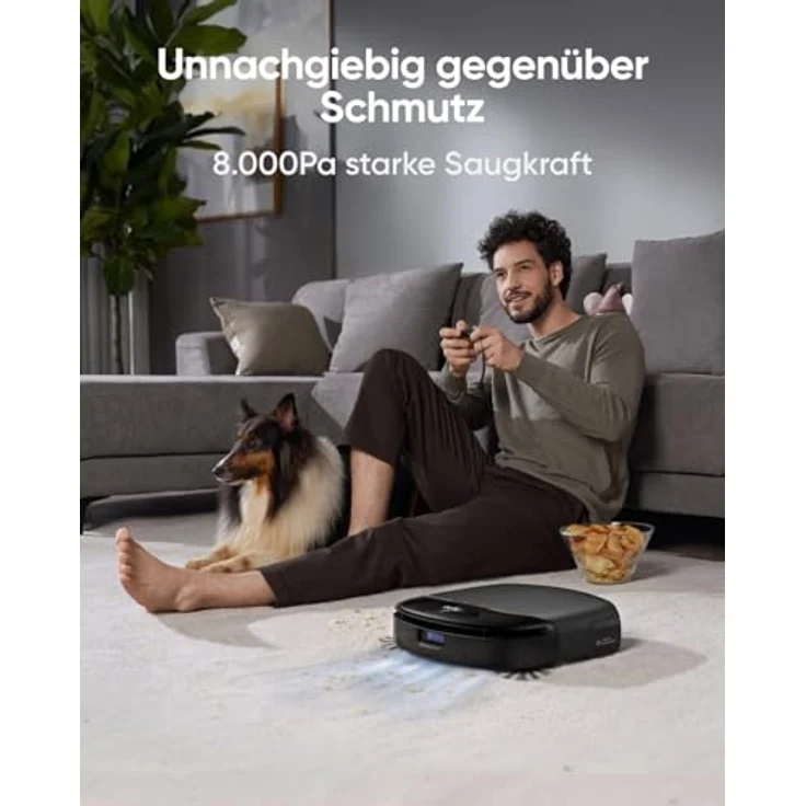 eufy S1 Pro Saugroboter All-in-One-Station mit Wischfunktion und 8.000Pa Saugleistung, Always Clean Mop, Auto anhebende Rollmopp Bürste - Schwarz – Bild 5
