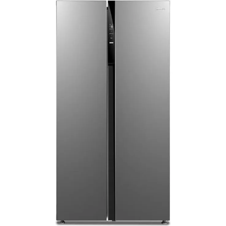 Midea MERS530FGE02 Side-by-Side Kühl-/Gefrierkombination/No Frost/Inverter Compressor/176,5 cm hoch/347 L Kühlen/201 L Gefrieren/Doppelte Steuerung/SuperCool/35dB, Inox