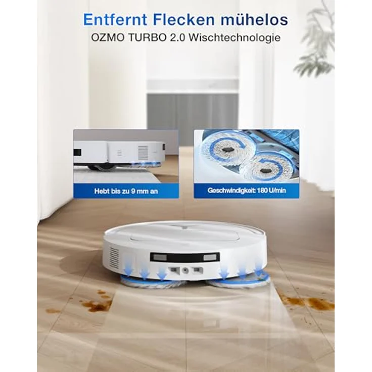 ECOVACS DEEBOT T50 OMNI WHITE GEN2, Saugroboter mit 21.000 Pa Saugkraft, Staubbeutel, Saug- und Wischfunktion, automatische OMNI-Station – Bild 4