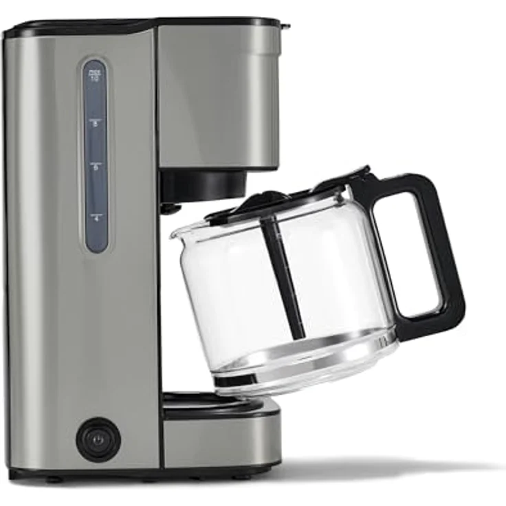 Tchibo Filterkaffeemaschine „Let‘s Brew Elegant“, für bis zu 10 Tassen, 1,25L Aroma-Glaskaraffe, Edelstahl-Warmhalteplatte, Tropf-Stopp, Abschaltautomatik, Edelstahlfarben – Bild 2