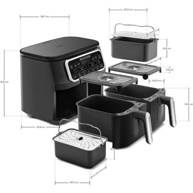 KARACA Air Pro Cook Duo Home Dinner XXXL 8 Liter Airfryer Black Chrome, Vielseitige Kochmöglichkeiten mit Circulation Air Tech – Bild 5
