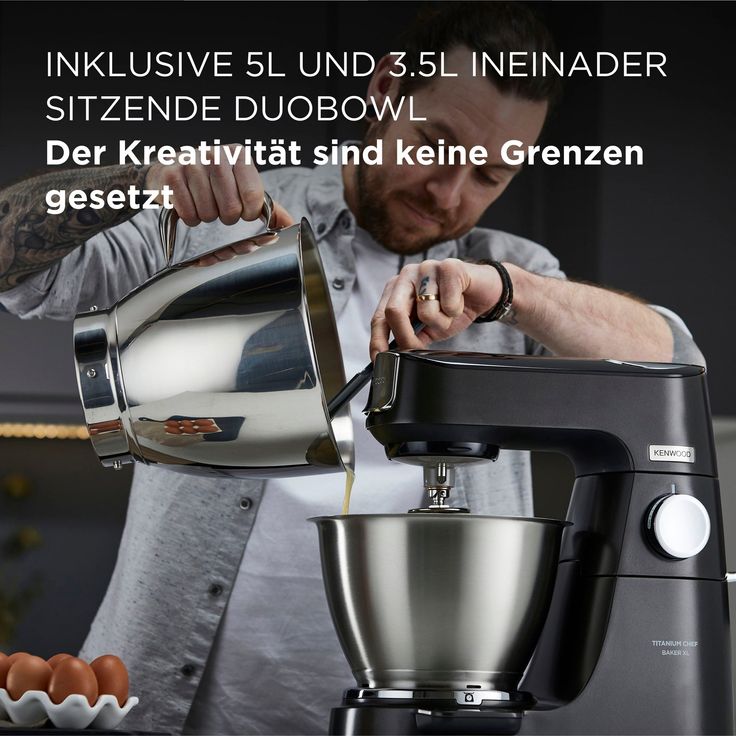 Kenwood KVL85.004.BK Titanium Chef Baker XL Küchenmaschine, 1200W, 5L,7L Schüssel, schwarz, Serie: Titanium Chef Baker XL – Bild 4