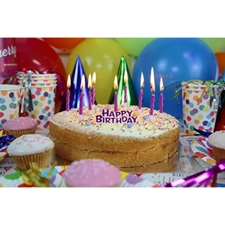 Clairefontaine 26577-SC - Set mit 12 Kerzen + 12 Kerzenhalter + Deko ''Happy Birthday'', Gold, 1 Set – Bild 5