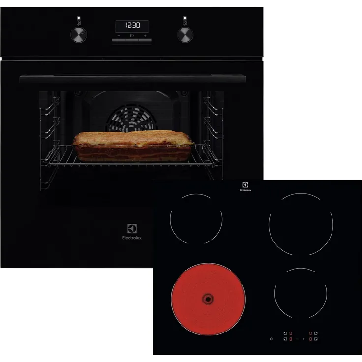 Electrolux ELXB1K, Einbaubackofen mit Even Cooking System, AquaClean Technologie und abnehmbarer Glastür, Schwarz