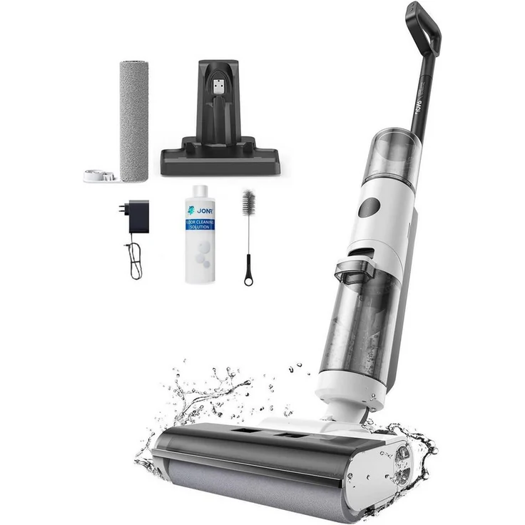 JONR ED12 Nass-Trocken-Akkusauger mit automatischer Selbstreinigung, 200 W Leistung, 850 mL Wassertank, kabellos, Kantenreinigung, Anti-Verwirrungs-Haar, leicht und vielseitig