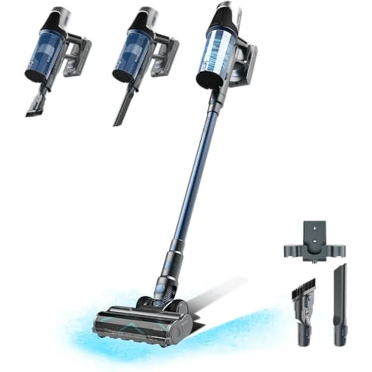 Cecotec Conga Rockstar RS50, Kabelloser Stabstaubsauger mit 400 W, 60 Minuten Akkulaufzeit, schwarz-blau, 0,5 l Staubbeutel – Bild 3