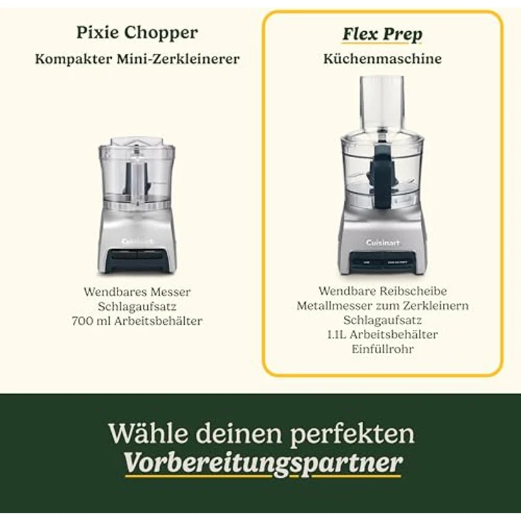 Cuisinart FlexPrep® 1,1L Küchenmaschine, All-in-One Zerkleinerer mit Edelstahlklinge, Raspelscheibe & Schneebesen, BladeLock™-System, Ein-Knopf-Bedienung, Pulsfunktion – Bild 3