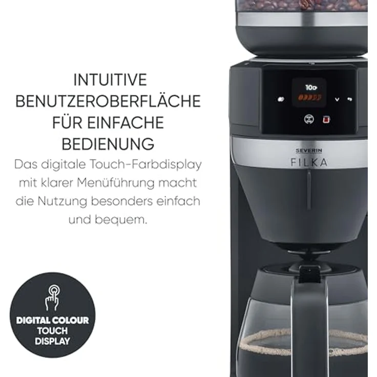 SEVERIN Filterkaffee-Vollautomat FILKA KA 9694, Edelstahl, gebürstetmattschwarzsilber, 10 Tassen Kapazität – Bild 4