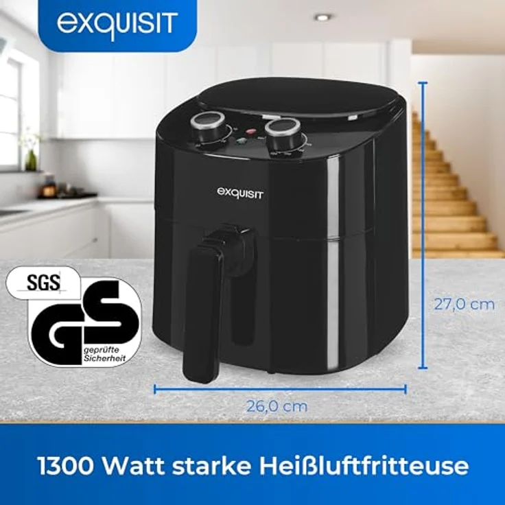 Exquisit Heissluftfriteuse FR6502 sw | 3,5 Liter | 1300 W | Timer | schwarz – Bild 3