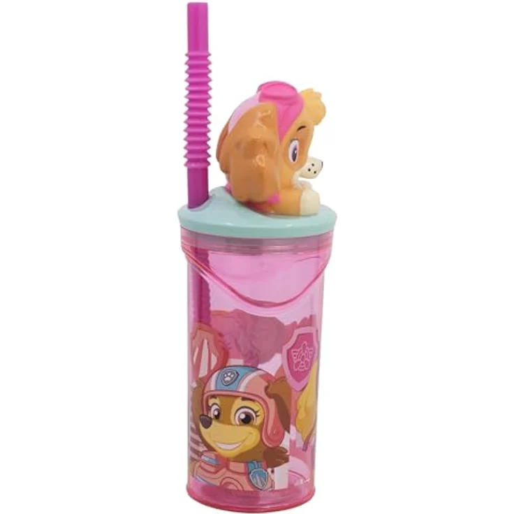 PAW PATROL 3D Trinkflasche Becher Tumbler mit Strohhalm & Figurdeckel, 360 ml – Bild 3