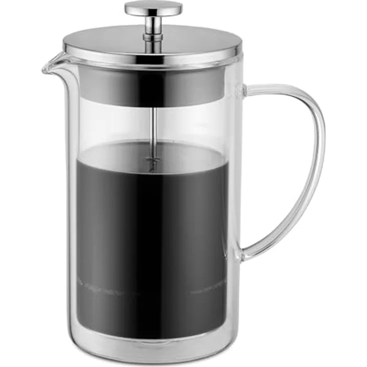 Weis 18372 Pressfilterkanne, Kaffeebereiter aus doppelwandigem Borosilikatglas, 400ml mit optischem Schwebeeffekt – Bild 2