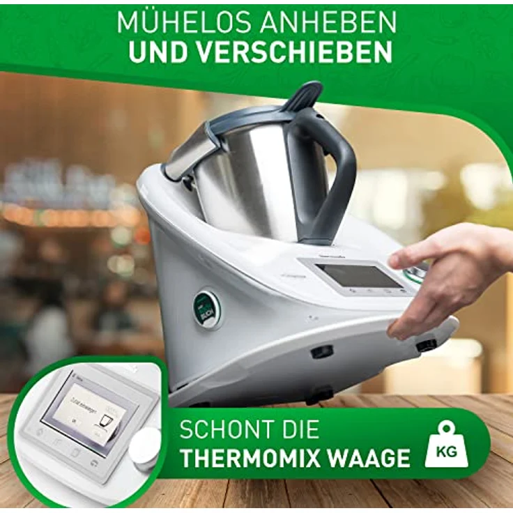 FLIPLINE Gleitbrett für Thermomix TM6/TM5, weiß, aus Mineral-Acrylstein mit Teflon-Füßen, müheloses Verschieben mit 100% Standfestigkeit – Bild 2