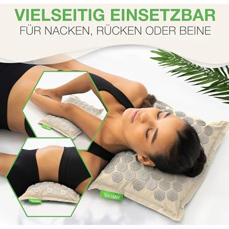 BACKLAxx® Akupressurmatte mit Kokosfaserfüllung und Akupressur Kissen aus Naturlatex, umweltfreundliches Halbleinen, 6.960 und 3.312 Stacheln, nachhaltig – Bild 5