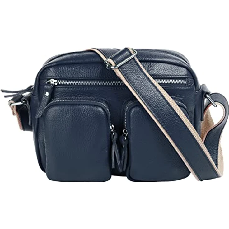 Samantha Look Umhängetasche, Damen Leder, 100% Rindleder, Made in Italy, 22 x 26 x 7 cm, verstellbarer Schultergurt – Bild 1