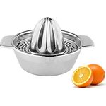 Bayli Zitruspresse manuell aus Edelstahl | Ø12.5cm Saftpresse | Zitronenpresse mit Auffangbehälter und Ausgießer | Limettenpresse | Fruchtpresse | Orangenpresse | Entsaftter für Zitronen Zitrusfrüchte