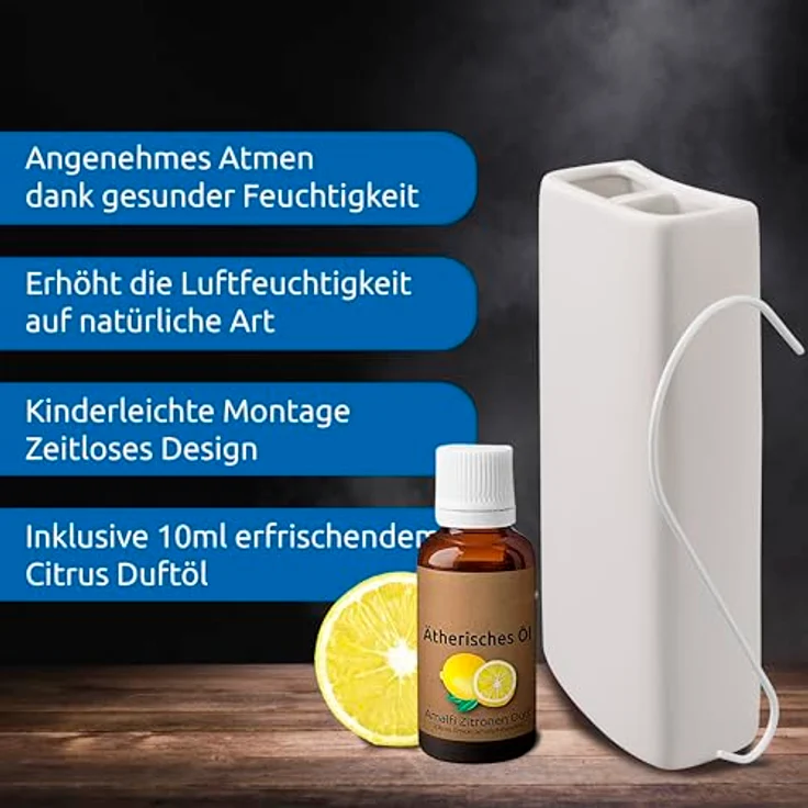 BonAura Luftbefeuchter 4x Verdunster für Heizung Keramik Heizkörper, inkl Haken und Duftöl – Bild 3
