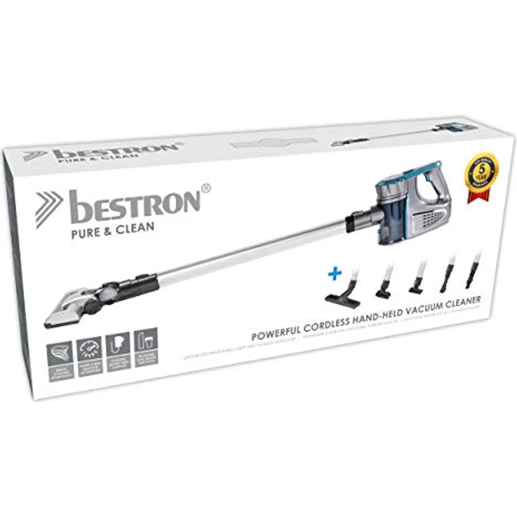 Bestron Kabelloser Handstaubsauger mit Stab, Beutellos, Kapazität: 0,6 l, 120 Watt, Blau-Grau – Bild 8