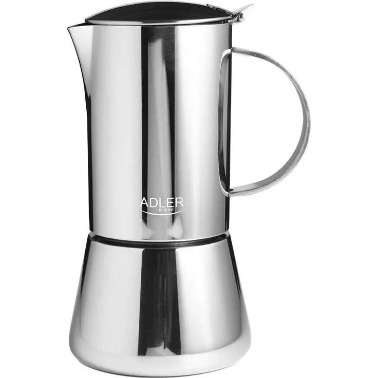Adler Espressokocher AD 4419, Espresso Kaffeemaschine, 350ml, Spülmaschinenfest, Edelstahl, silber