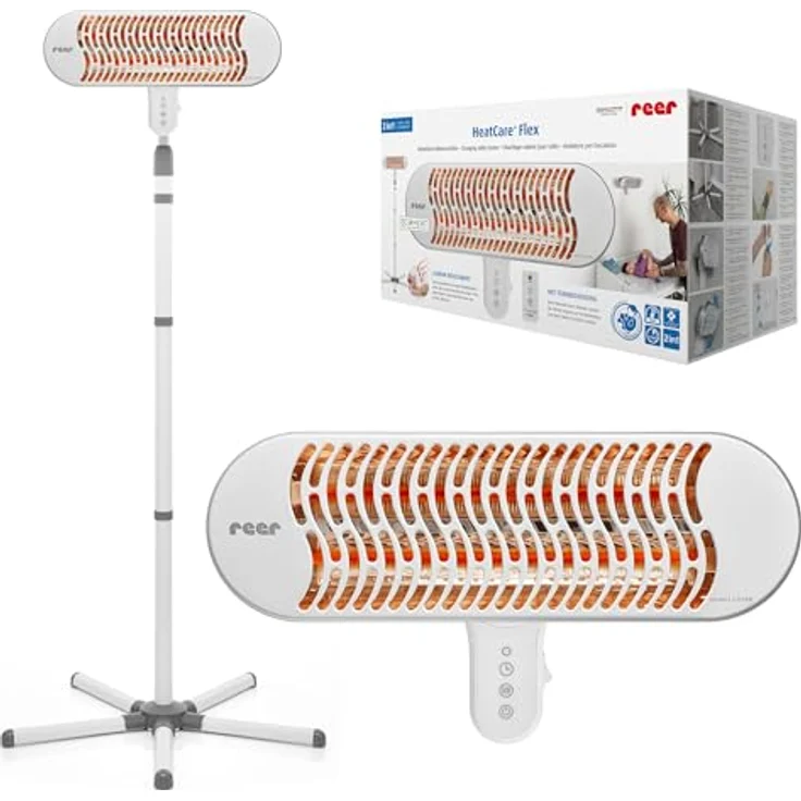 Reer Wickeltisch-Wärmeheizstrahler HeatCare+ mit Infrarot-Carbon-Heizelement, höhenverstellbar, für Standfuß, Weiß – Bild 1