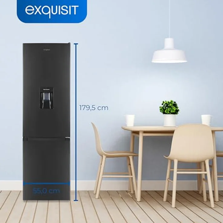 Exquisit Kühl-Gefrierkombination KGC5265-70-WS-040D inoxlook-az | Nutzinhalt: 260 L | Wasserspender | Alarm | 4-Sterne-Gefrieren – Bild 4