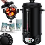 KESSER® Glühweinkessel 8L Edelstahl Inkl. 10x Becher Glühweinkocher mit Thermostat Glühweinautomat Heißgetränkeautomat Wasserkocher Heißwasserspender Einkochautomat Füllstandanzeige Zapfhahn Schwarz