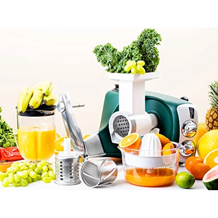 ANKARSRUM Go-Green Package Zubehör Set, kompatibel mit Assistent N24-N30, inkl. Gemüseschneider, Mixbehälter aus Tritan, Zitruspresse – Bild 3