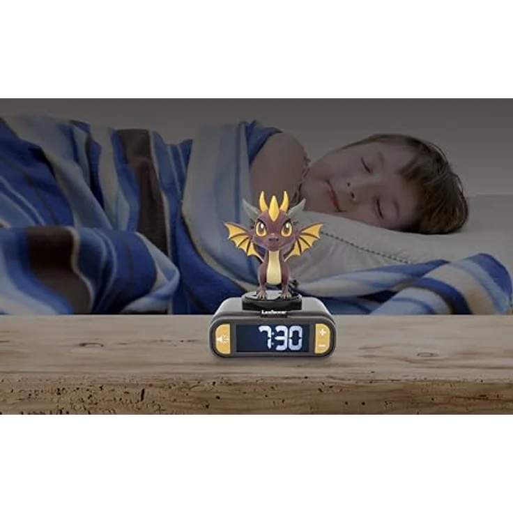 Lexibook Drache Nachtlicht-Wecker RL800DRA mit LCD-Bildschirm, 6 klingeltonbasierten Drachen-Sounds und Schlummerfunktion – Bild 4
