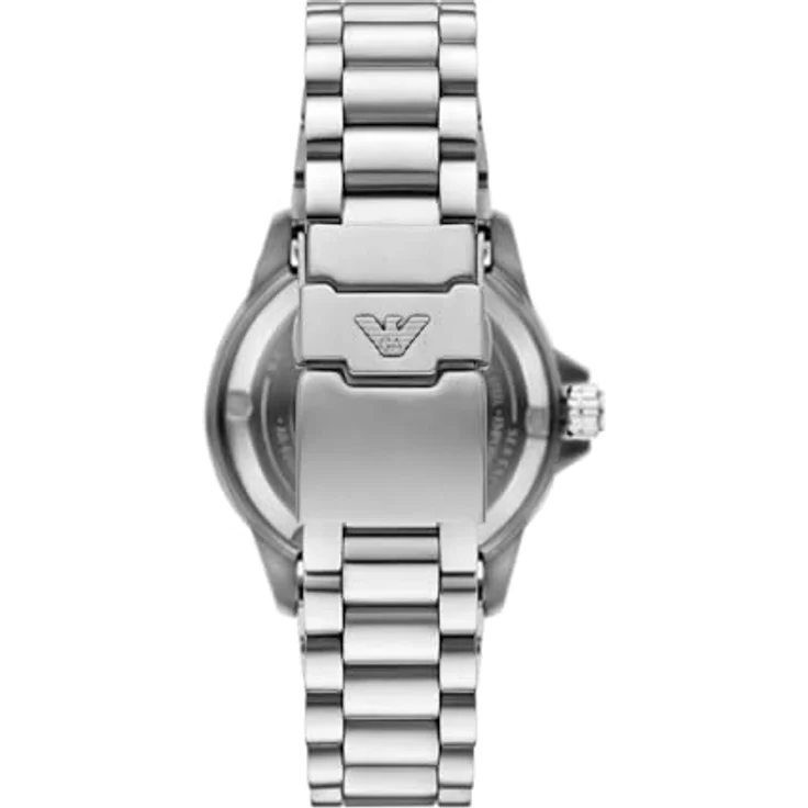 Emporio Armani Armbanduhr für Herren, Quarzwerk, 42,5 mm Gehäusegröße, Edelstahl-, Leder- oder Silikonarmband in Hellgrün und Silberton, wasserdicht bis 200 m – Bild 3