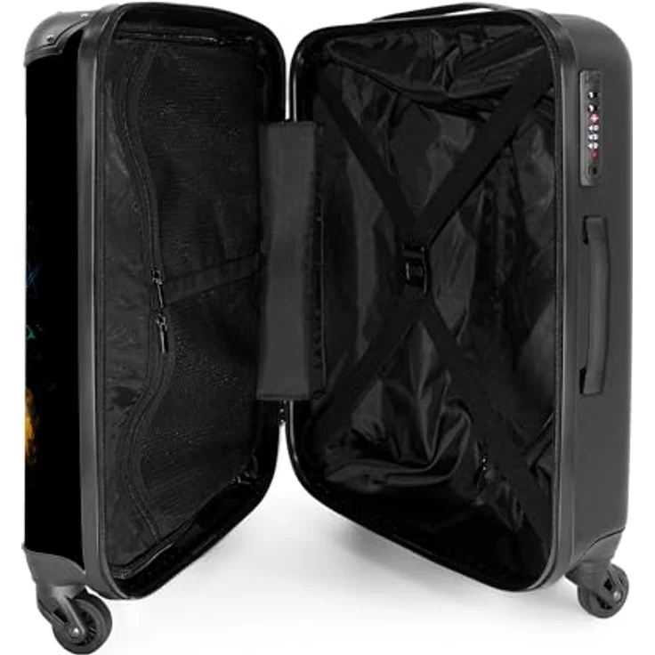 NoBoringSuitcases.com© Hartschalen-Trolley Katze mit bunter Weste und orangefarbener Brille 67x43x25cm, 4 Rollen, Koffer Mittelgroß, Suitcase für Erwachsene – Bild 4