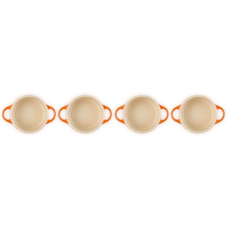 Le Creuset 79212100900100 Mini-Cocotte-Bräter-Set, 4-teilig, Rund, Je 200 ml, 10 x 5 cm, Steinzeug, Ofenrot – Bild 3