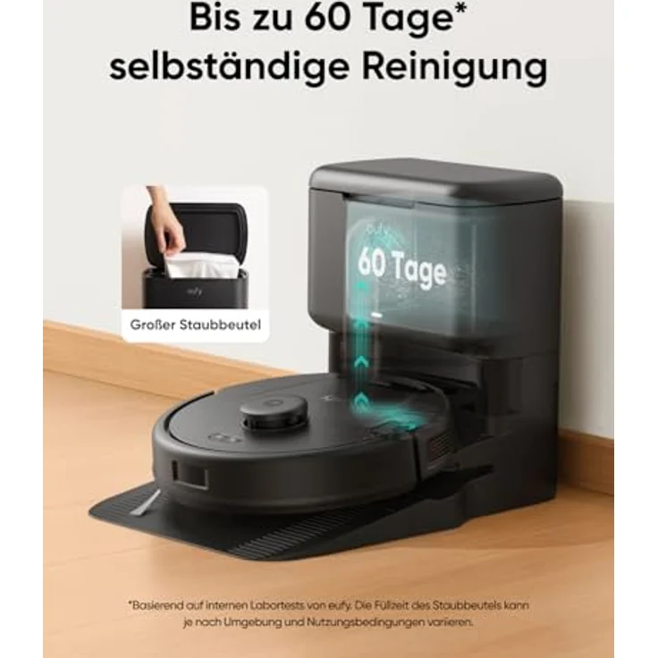 eufy L60 Saugroboter mit Absaugstation, 5.000Pa Saugkraft, iPath-Laser-Navigation, Anti-Haar-Verwicklung, für Hartböden und Haare – Bild 3