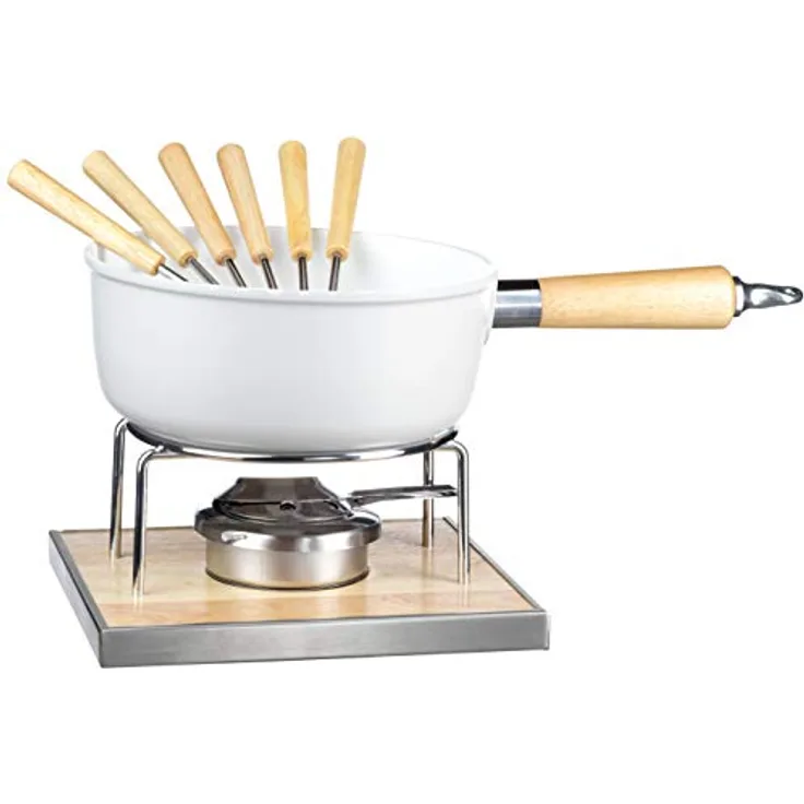 MÄSER 931889 Käsefondue Set für 6 Personen, 9-teiliges Komplettset für Fondue nach Schweizer Art mit Keramik beschichtetem Topf, im hübschen Geschenkkarton, Aluminium, 2.2 liters