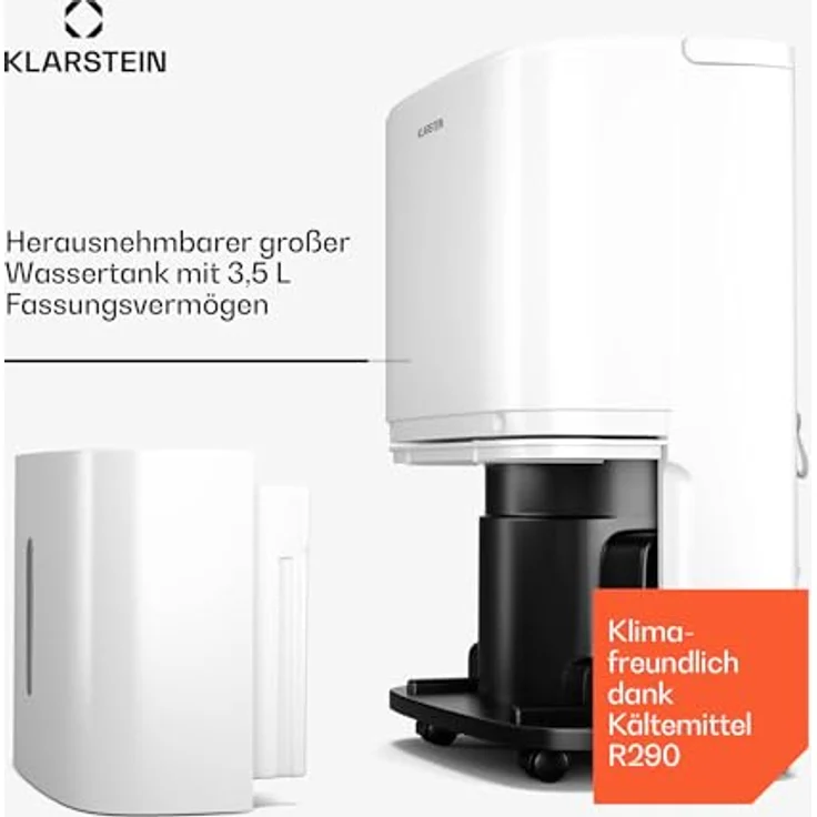 Klarstein DryFy 20L Luftentfeuchter - 400W, 20L/Tag, 5L Tank, 46dB Leise, Auto-Swing, Timer, Wäschetrocknungsmodus, Elektrisch - Weiß – Bild 5